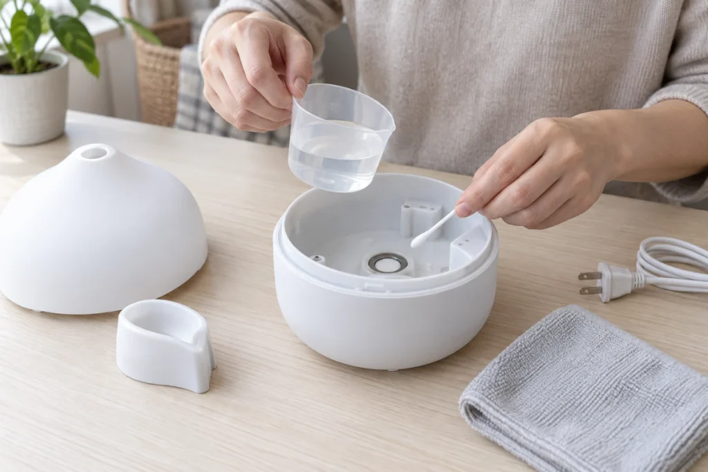 香氛機水箱冒泡正常嗎?氣泡、水聲、霧化片與故障排查 3 香氛機通常利用內部風扇把水霧由出霧口帶出。如果上蓋、導霧件或出霧口沒有正確安裝,水霧可能積在內部,使水聲、氣泡或冷凝水增加。
