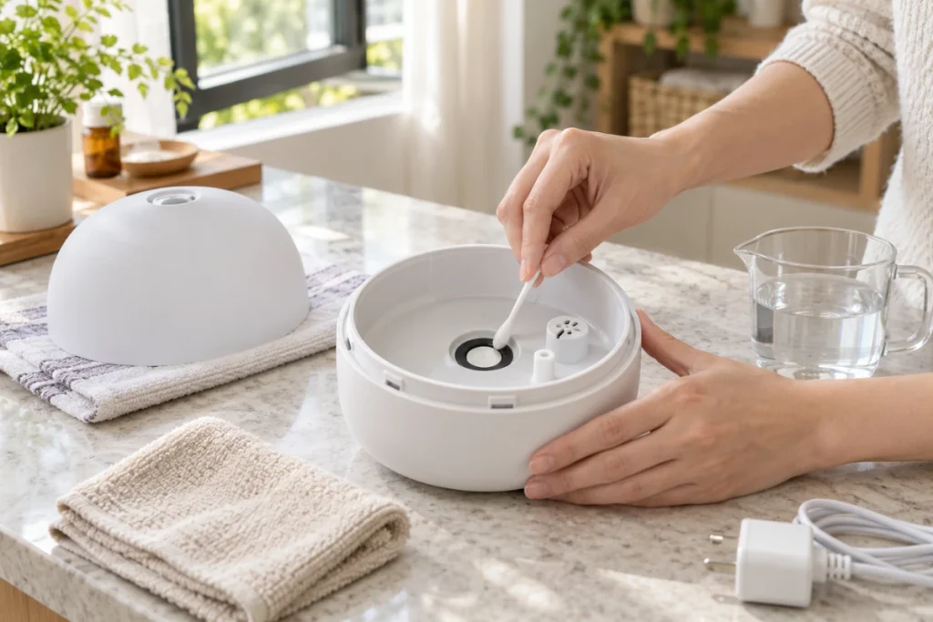 香氛機一直閃燈怎麼辦?缺水、感應器、霧化片與進水排查 3 香氛機閃燈可以先做哪些檢查?精油油膜、水垢和髒污可能附著於陶瓷霧化片或感應區